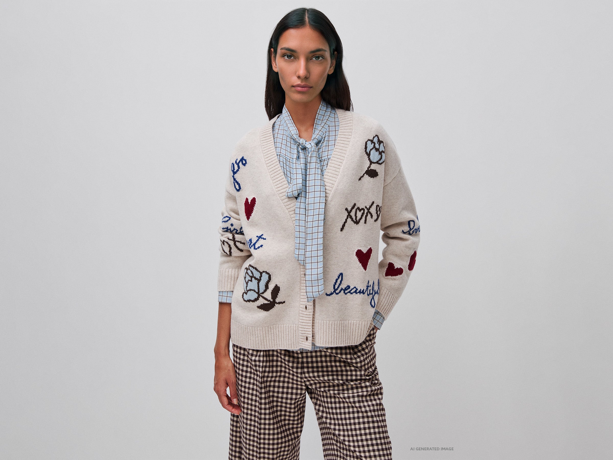 United Colors of Benetton cardigan lana fiori taglia XS
