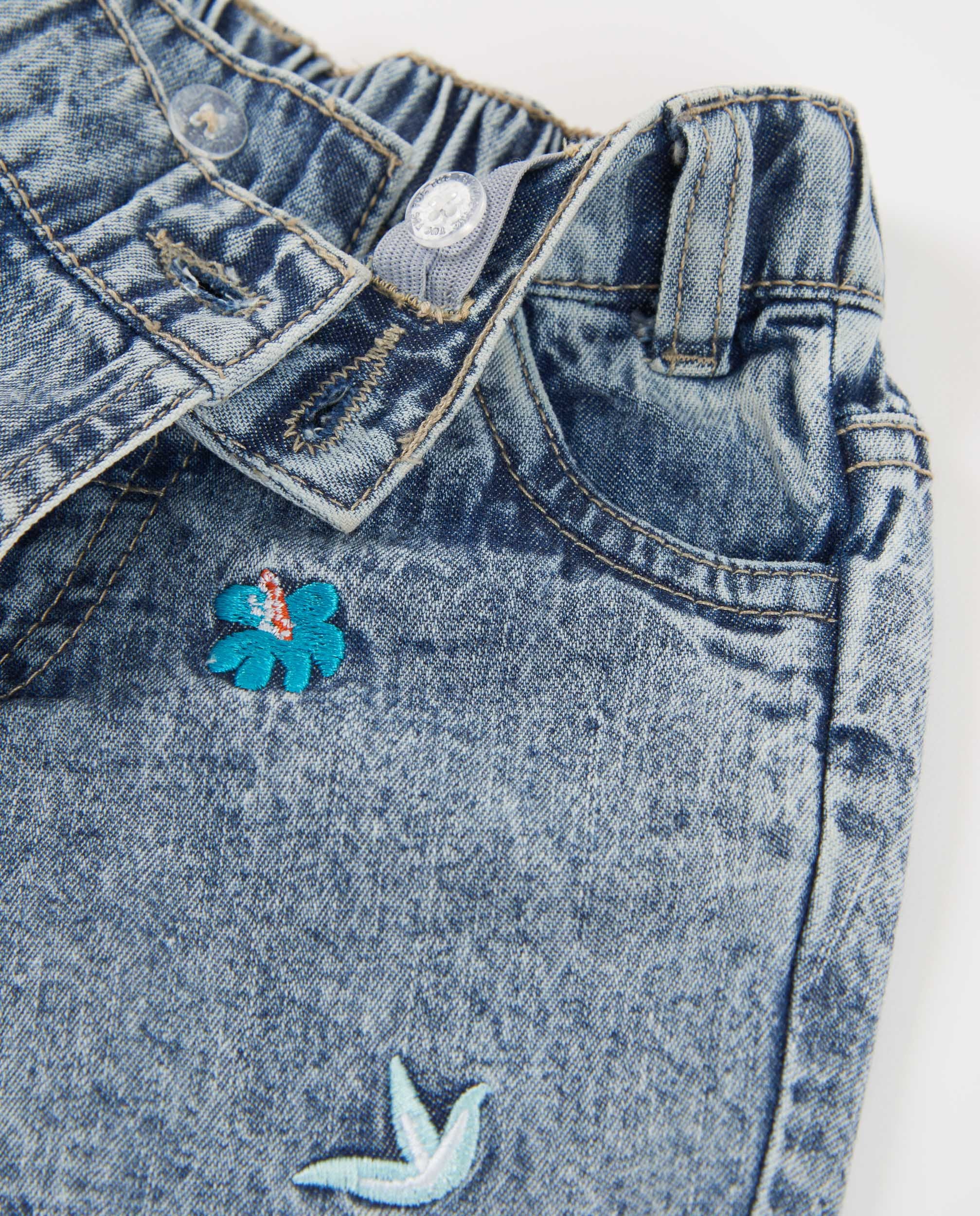 TucTuc Bermuda Shorts Bambina Jeans Ricamo Fiori