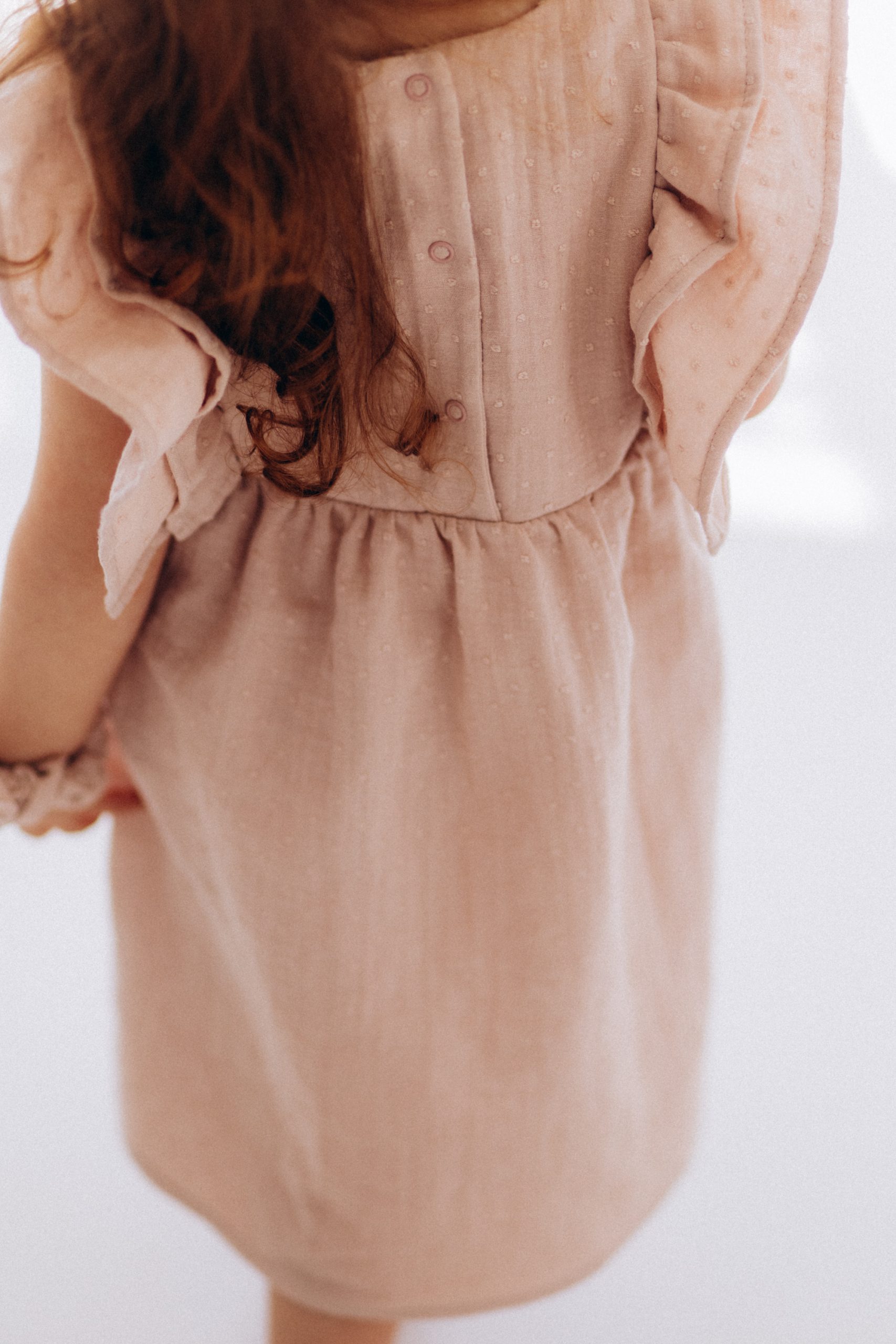 Woolly Organic Muslin Vestito Bambina Cotone Bio Volant