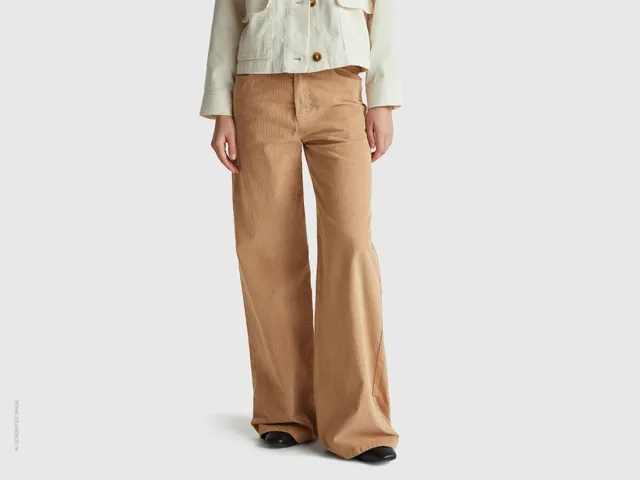 Benetton pantaloni velluto 30 wide fit cotone stretch