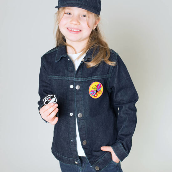 Pamboo Streetwear giacca jeans bimbi cotone bio con emoji