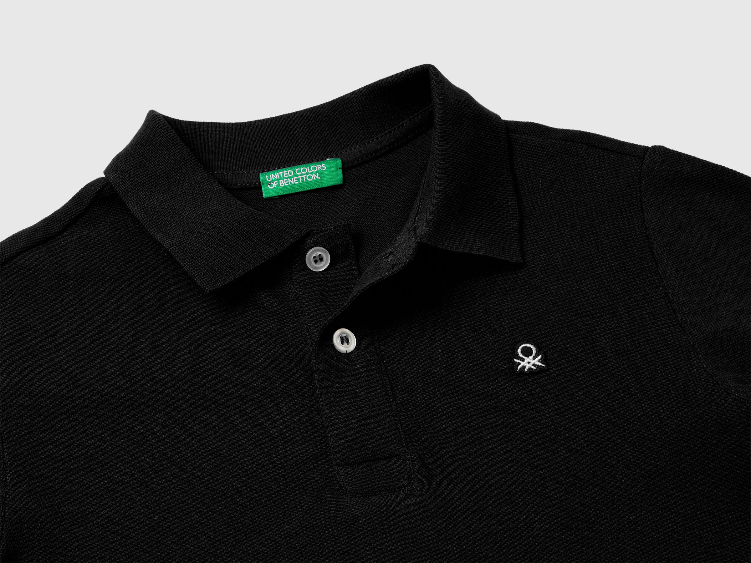 Benetton Polo Manica Lunga Cotone Biologico Slim Fit