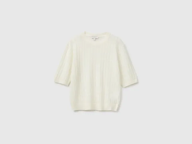 United Colors of Benetton Ultralight Maglione Lana Trecce Taglia M