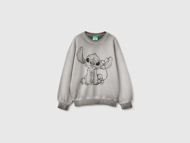 United Colors of Benetton Felpa Oversize Lilo & Stitch Cotone