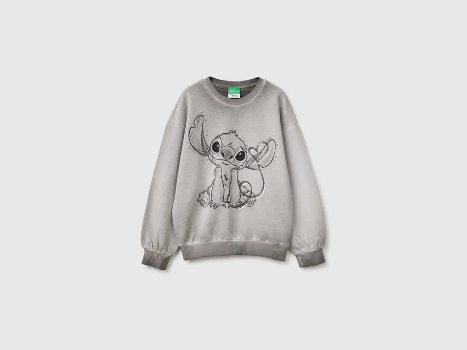 United Colors of Benetton Felpa Oversize Lilo & Stitch Cotone