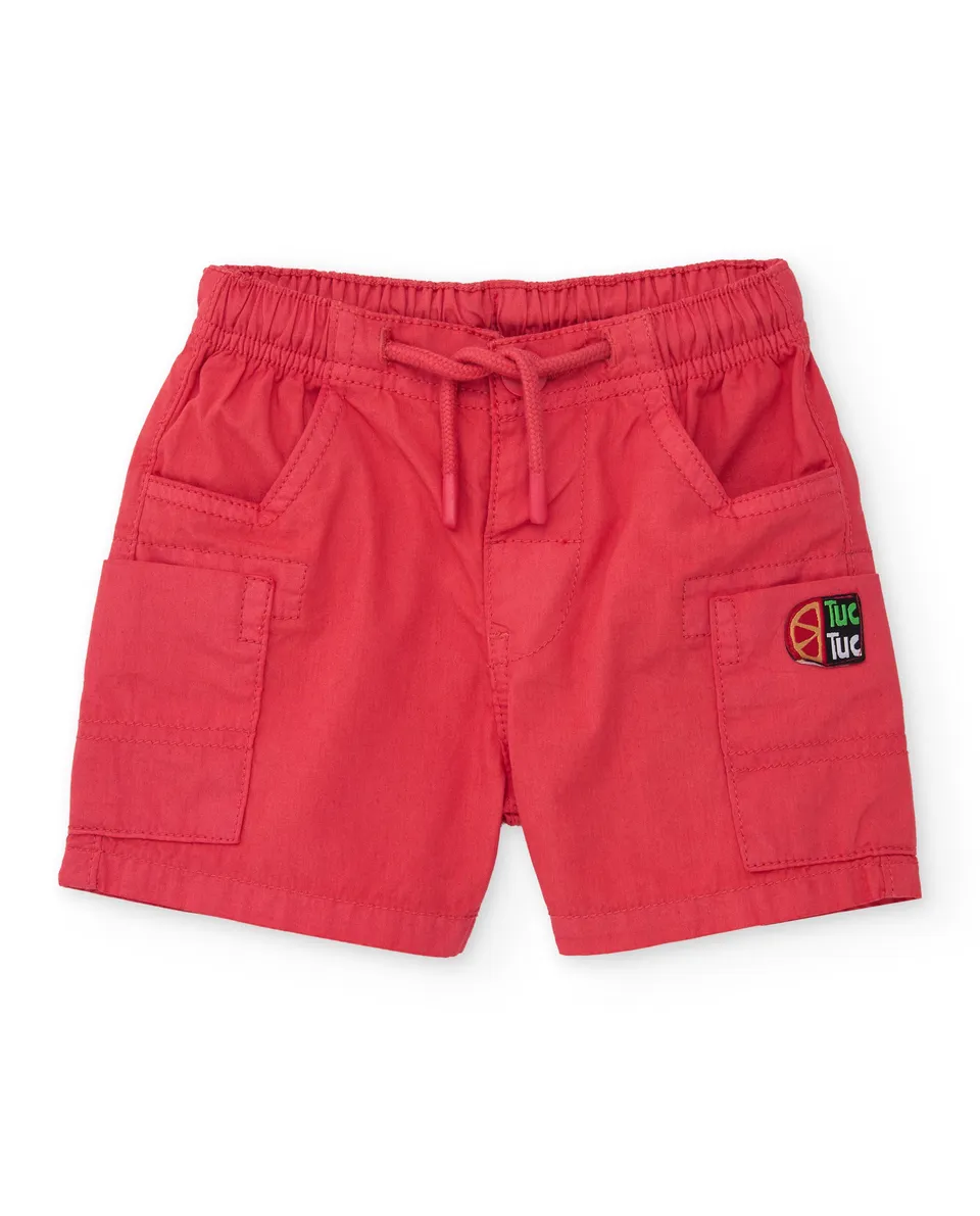TucTuc Bermuda pantaloncini bimbo Rosso cargo tasche cotone
