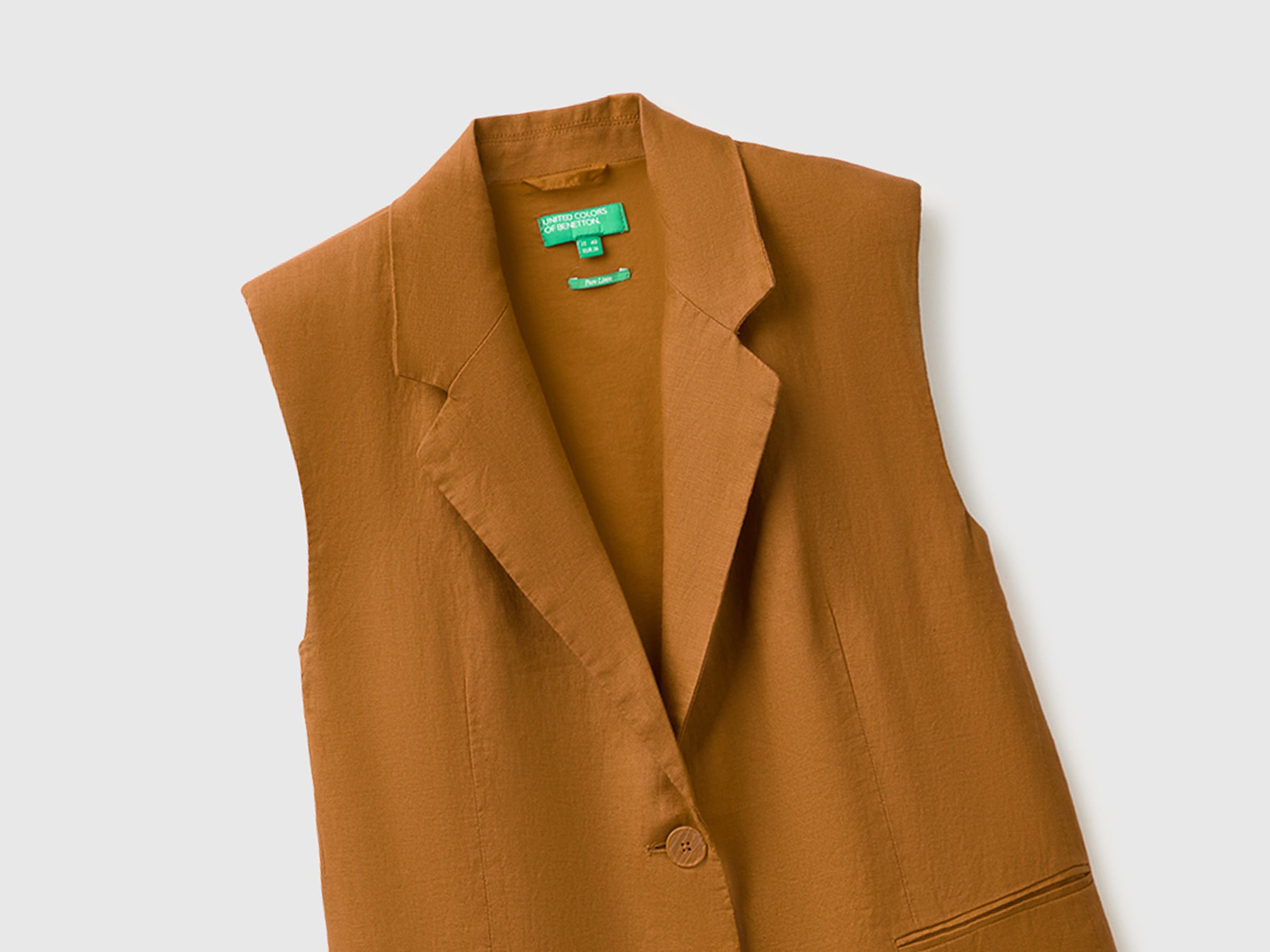 United Colors of Benetton Gilet Lungo Lino Puro Smnicato 38-46