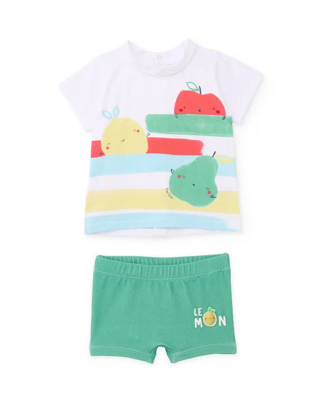 TucTuc Costumi Da Bagno costume mare neonato bianco frutta