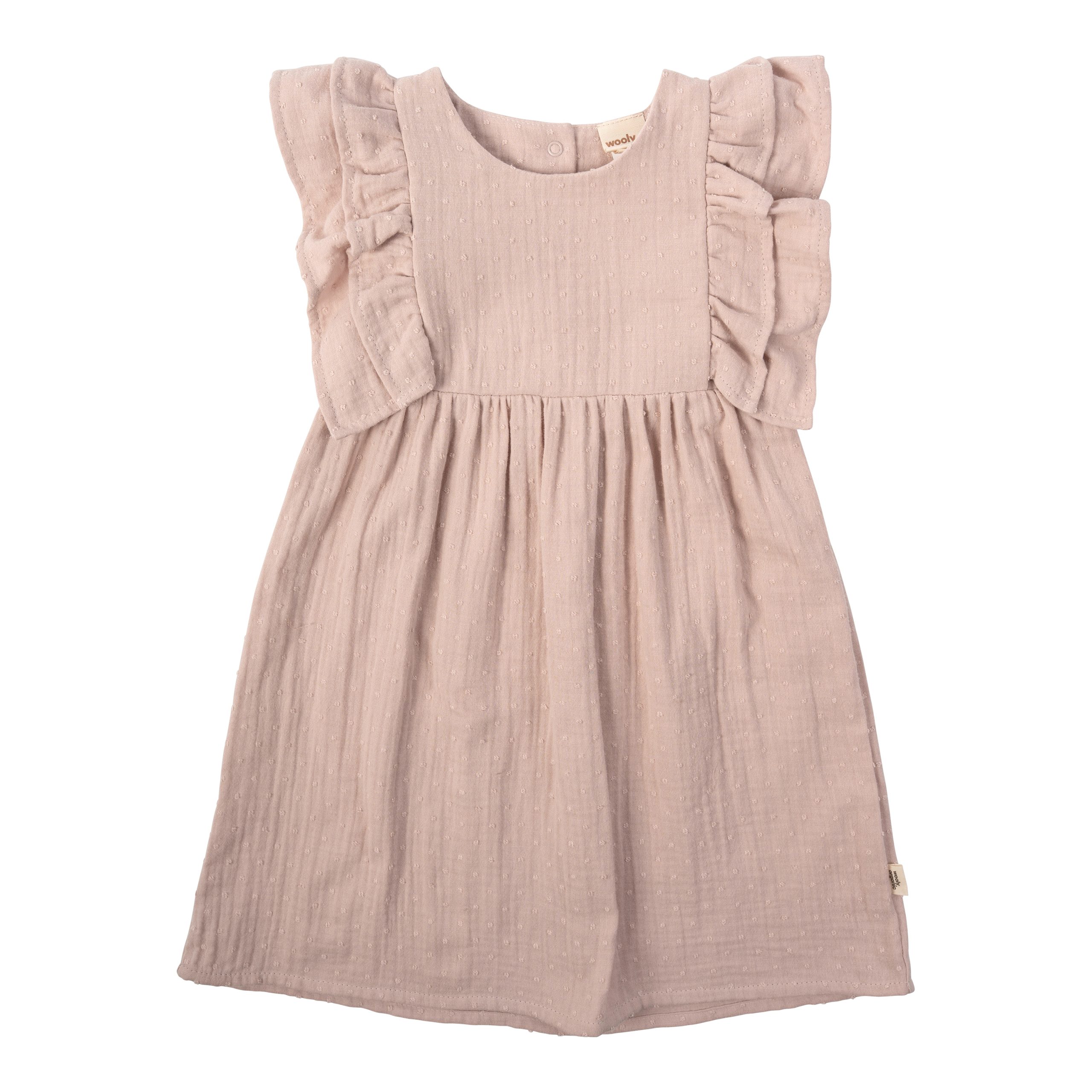 Woolly Organic Muslin Vestito Bambina Cotone Bio Volant
