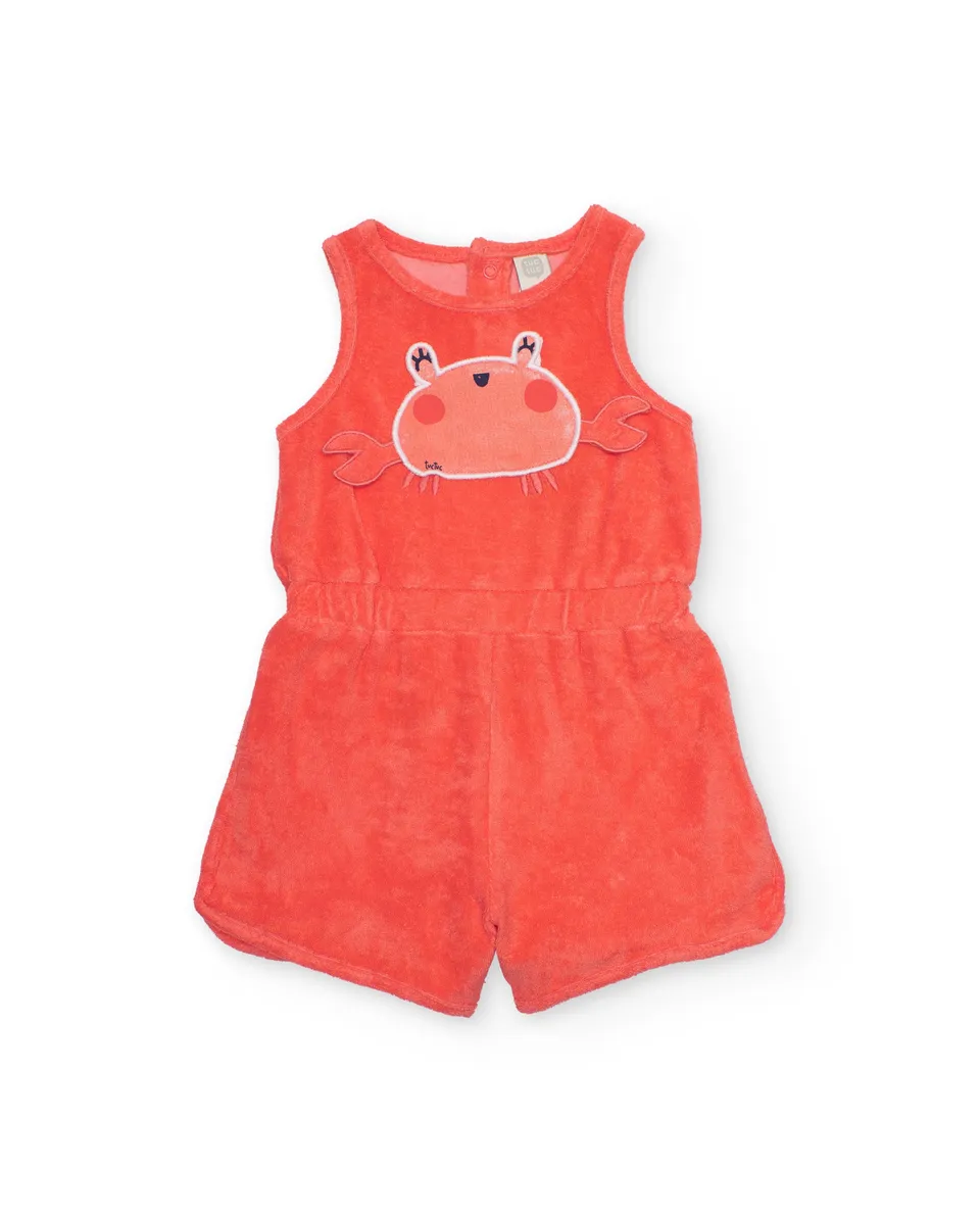 TucTuc Tutine Tuta Bambina Corallo Spugna Smanicata