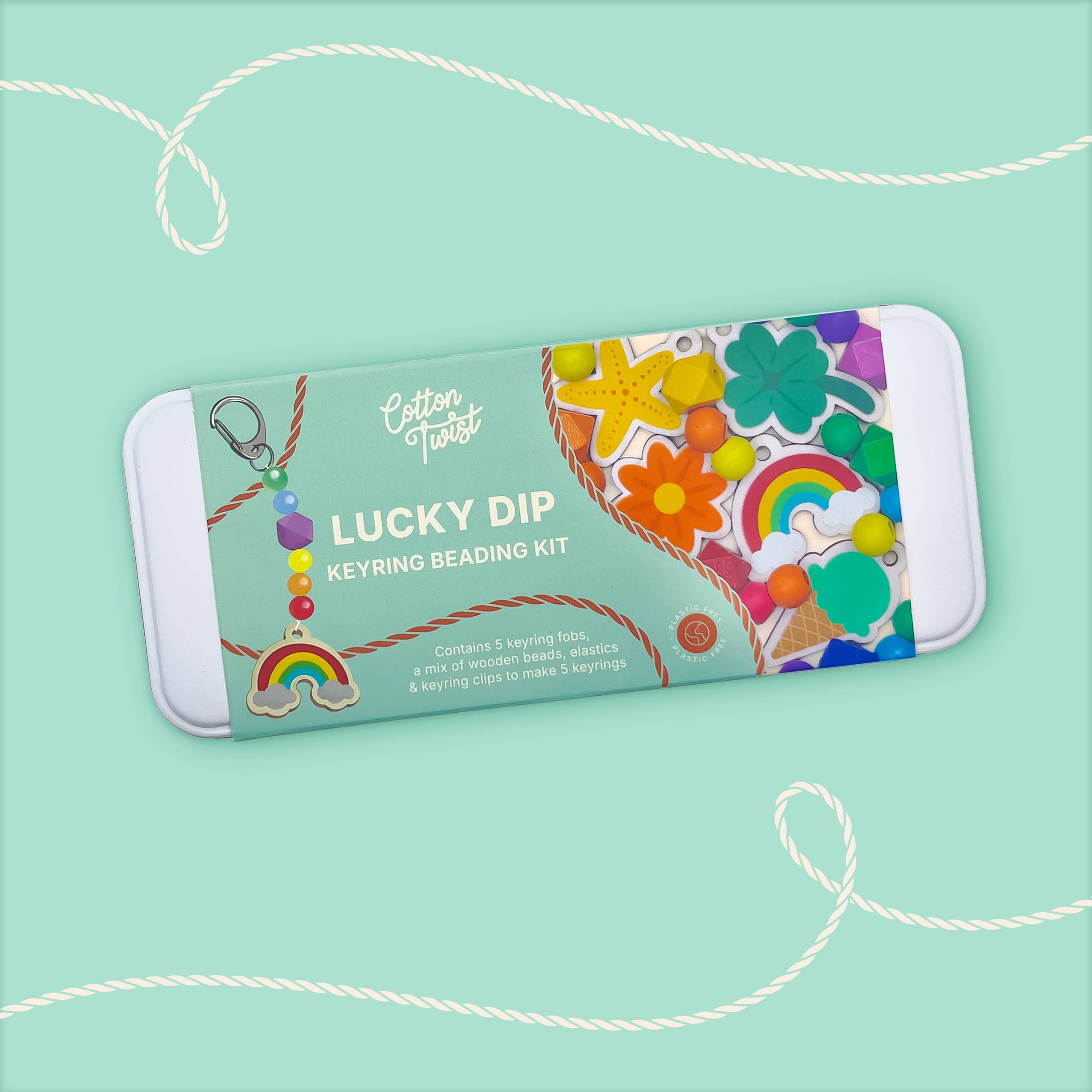 Kocarcia Cotton Twist Lucky Dip kit portachiavi legno 5 pezzi