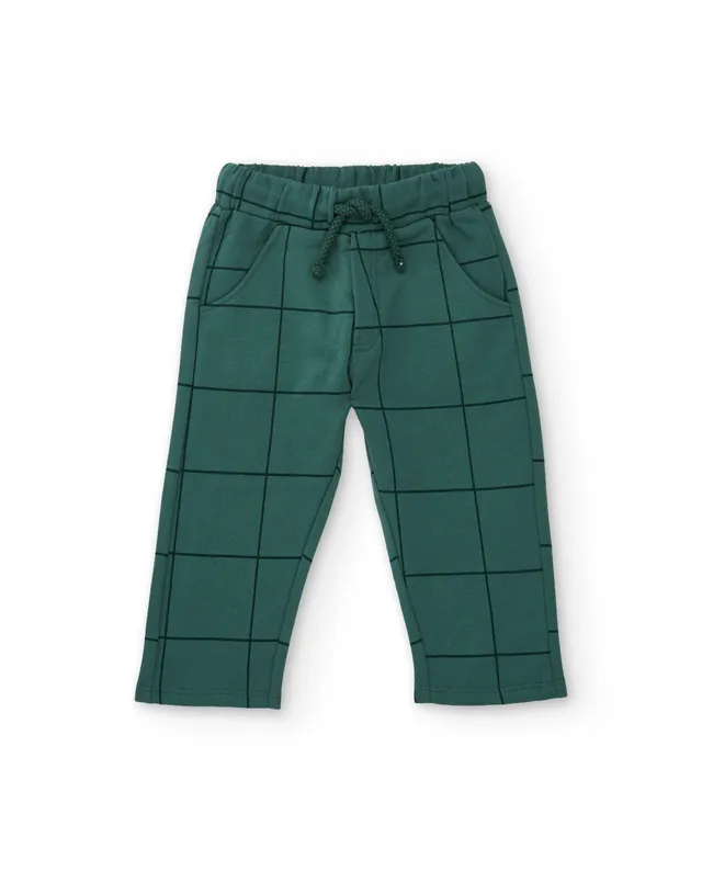 TucTuc Pantaloni pantalone tuta bimbo verde quadri