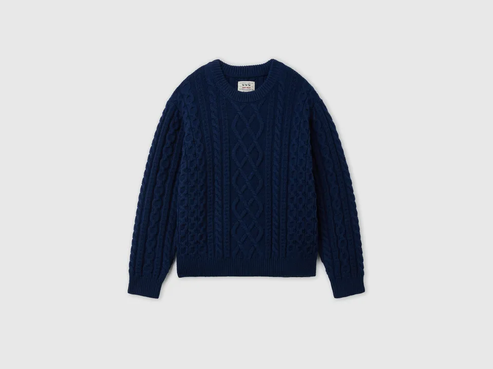 Benetton Wool blend cable knit sweater maglione lana taglia M