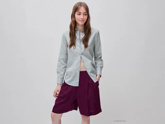 United Colors of Benetton camicia cotone fantasia manica lunga S