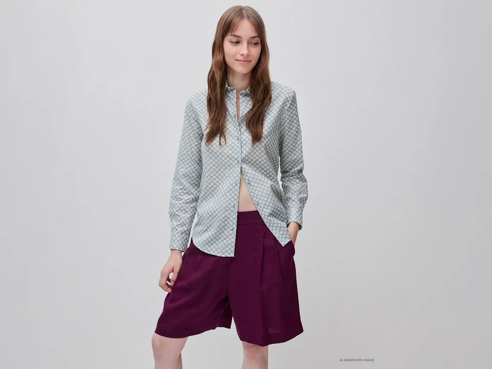 United Colors of Benetton camicia cotone fantasia manica lunga S