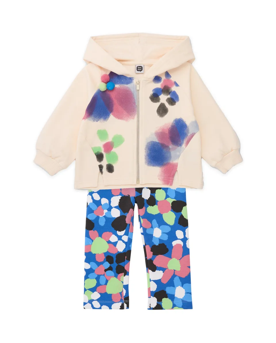 TucTuc Completi set felpa + leggings floreale crudo 4A