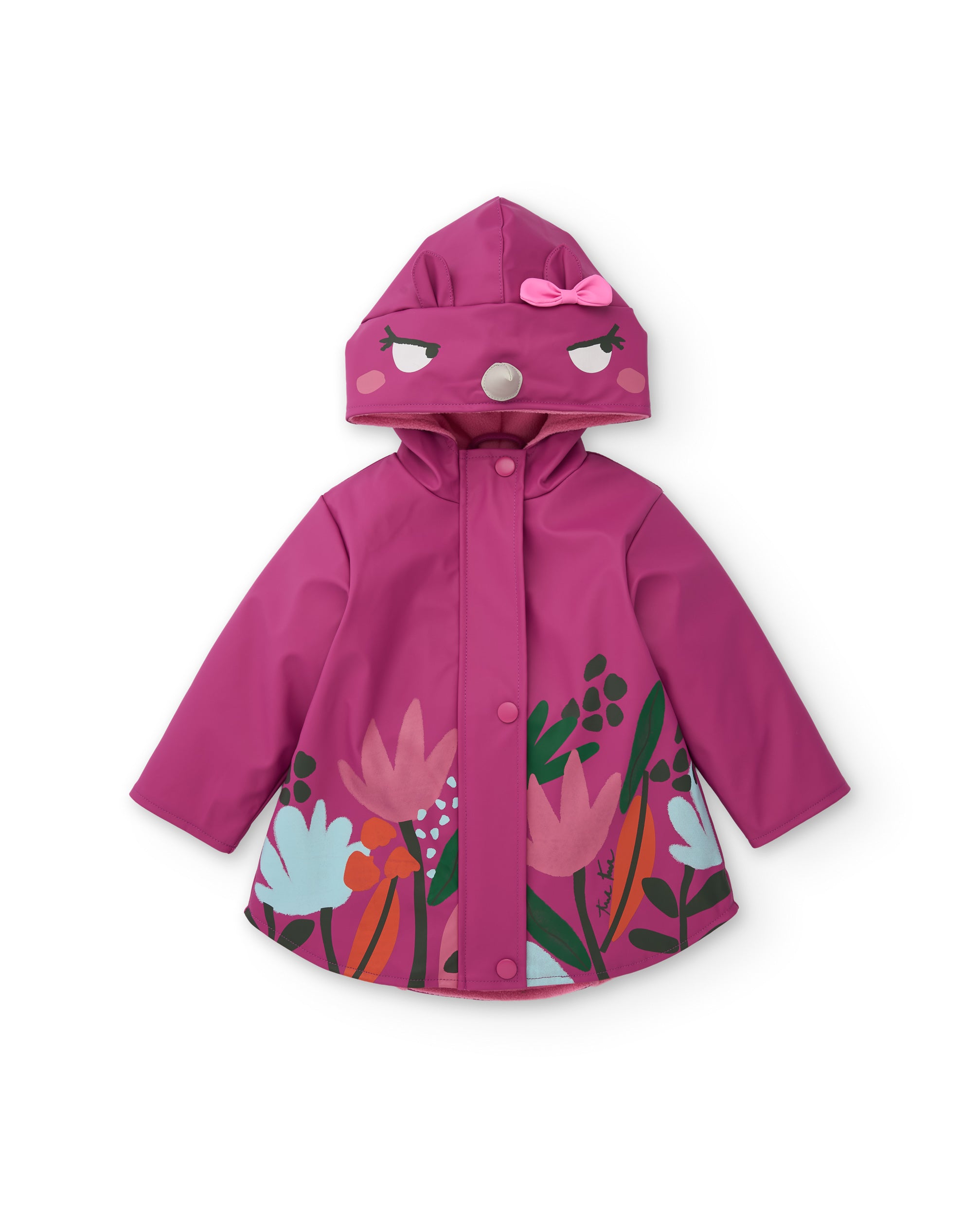 TucTuc Cappotti Impermeabile Viola Bambina Fiori Cappuccio