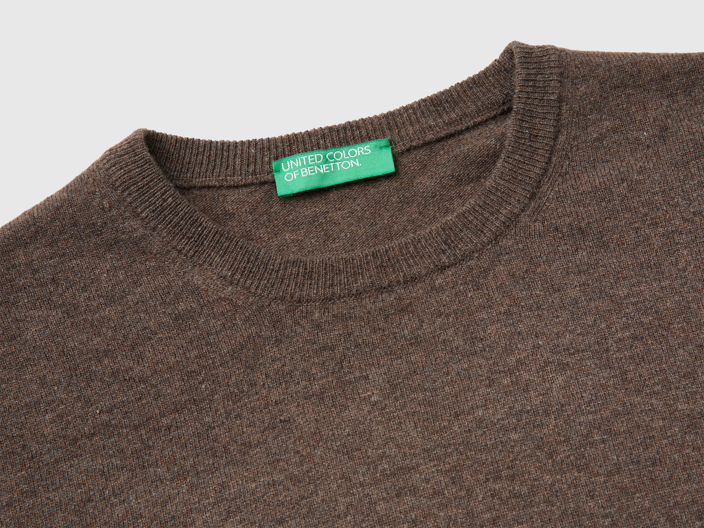 United Colors of Benetton Maglione Lana Merino Girocollo Marrone