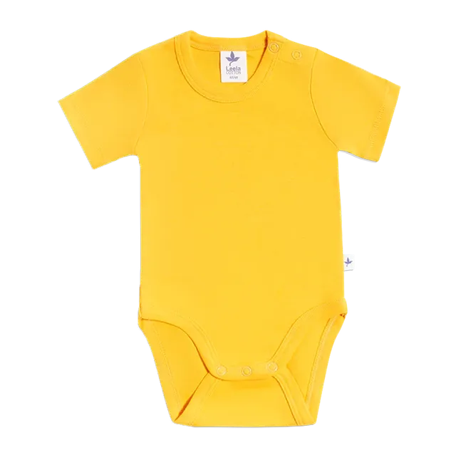 Leela Body Maniche Corte Giallo Cotone Organico Neonato