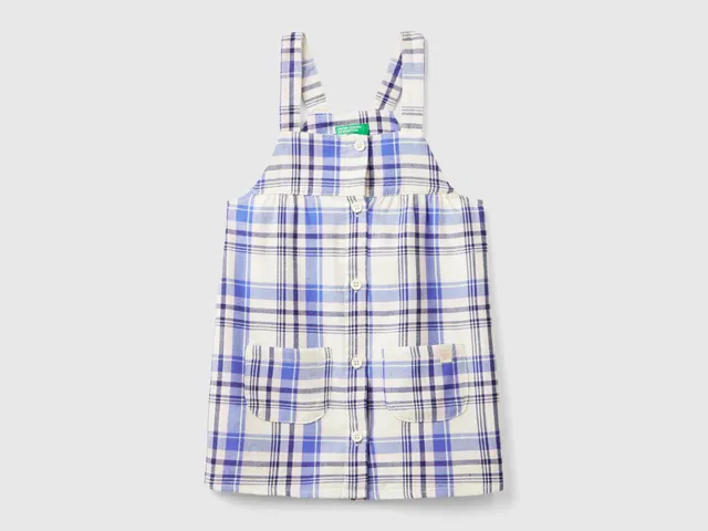 United Colors of Benetton abitino salopette tartan cotone