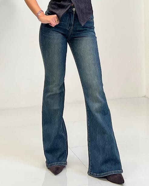 Sottosopra JEF3290 jeans zampa donna sabbiato taglia M