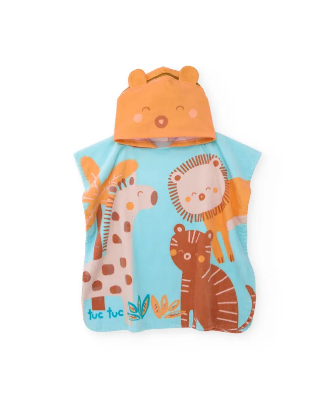 TucTuc Asciugamani poncho neonato blu cappuccio animali