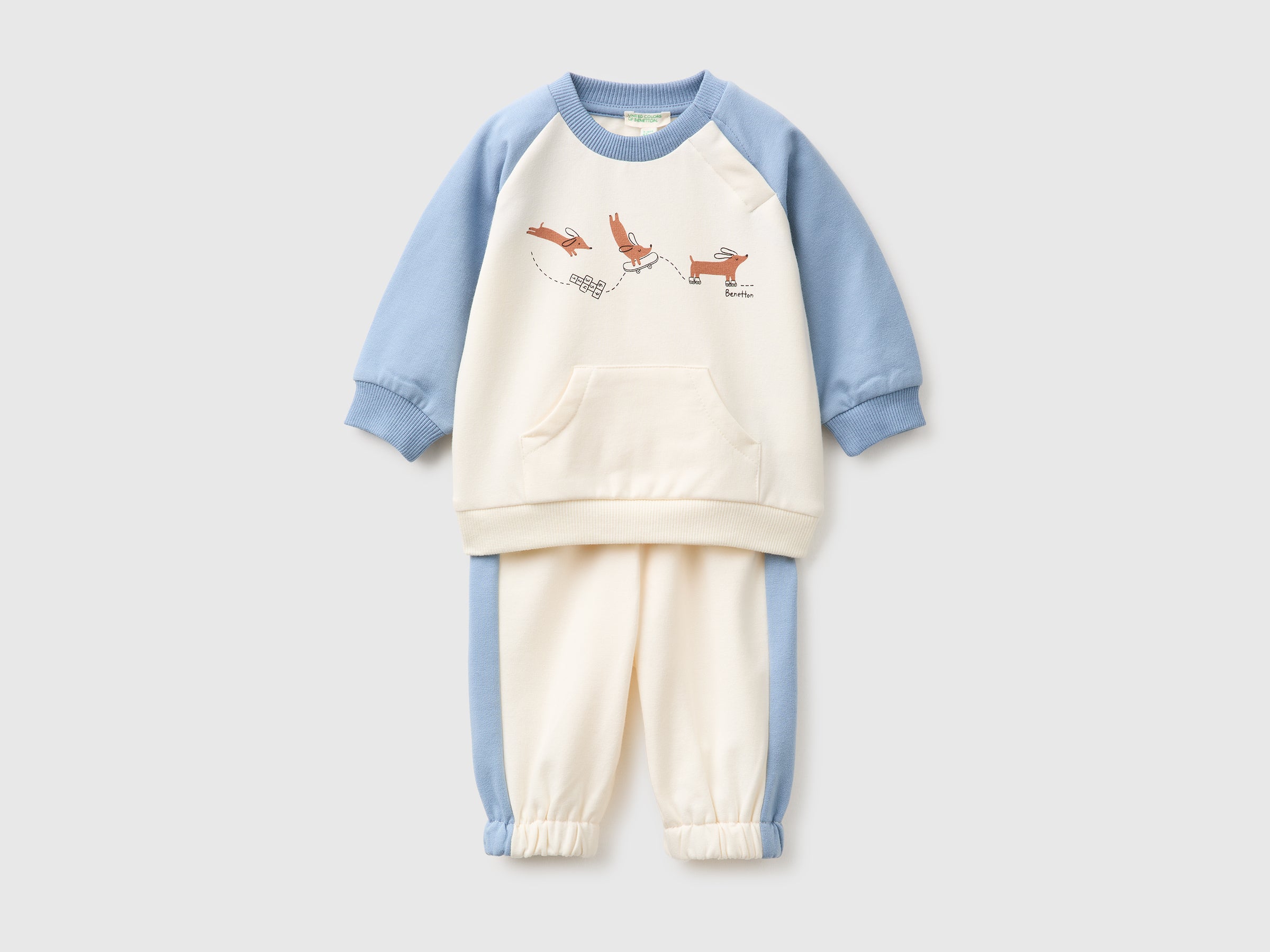 United Colors of Benetton tuta felpa bimbo cotone bio color block