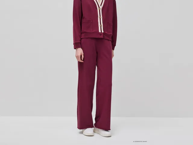 United Colors of Benetton Pantaloni felpa cotone gamba larga taglia M