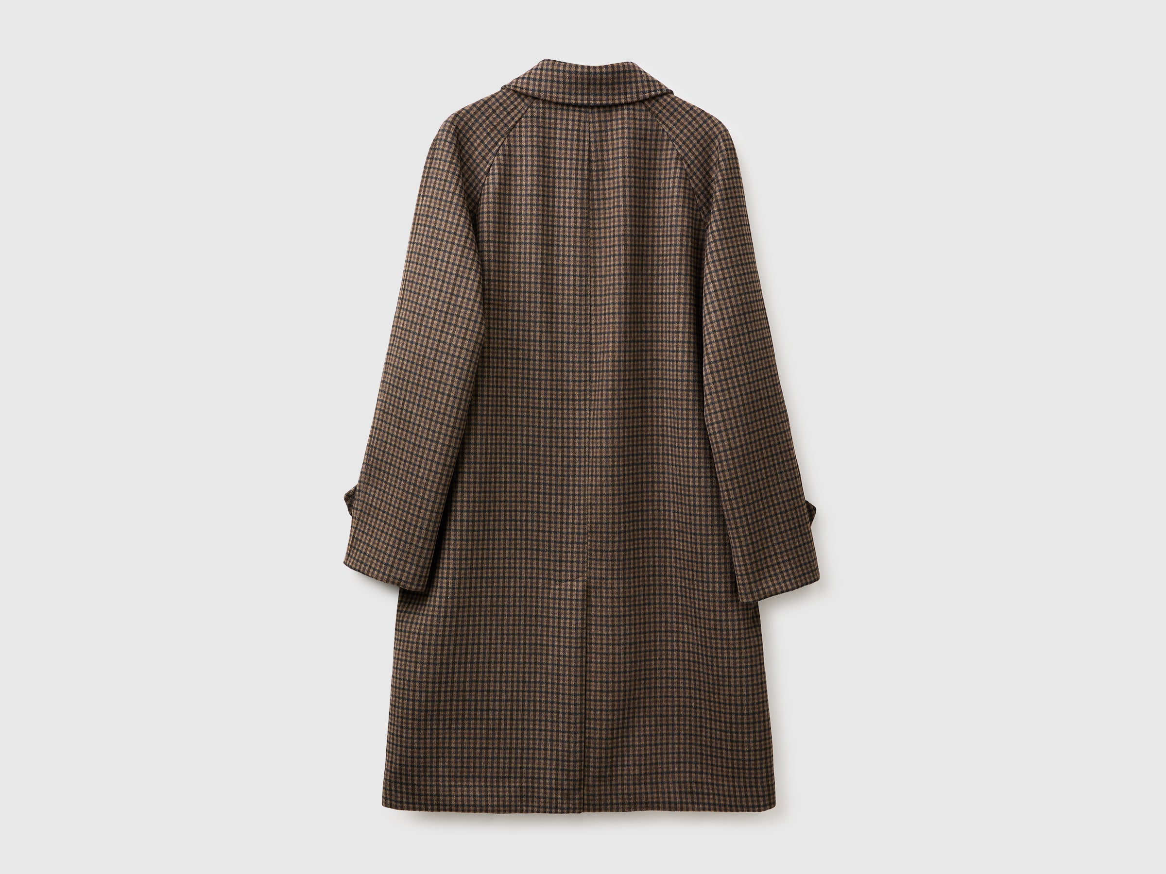 United Colors of Benetton cappotto lungo quadri misto lana 50