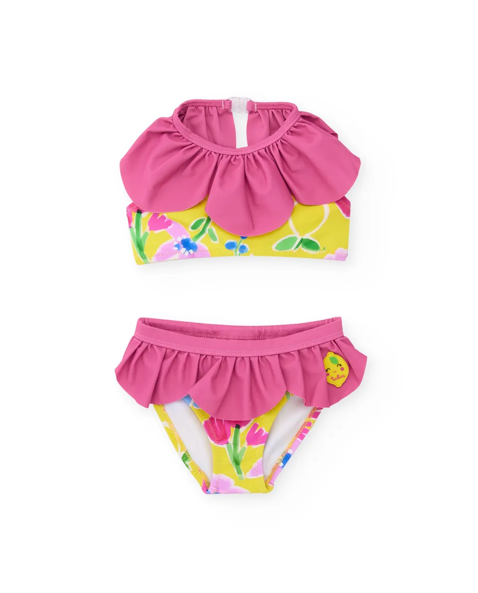 TucTuc Costumi Da Bagno bikini bambina giallo volant fiori