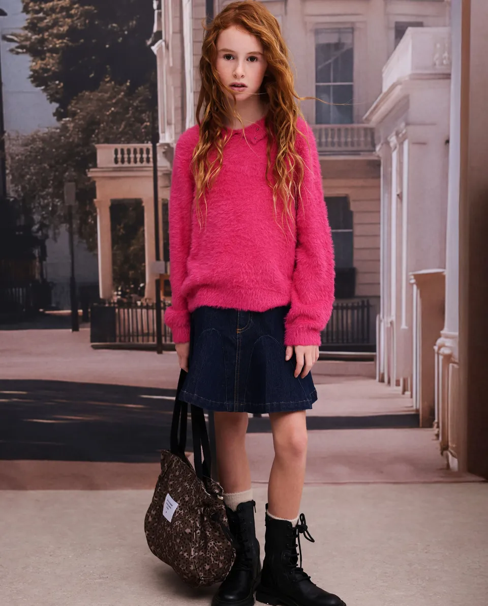 TucTuc Gonne Gonna Bambina Denim Blu Svasata Cotone