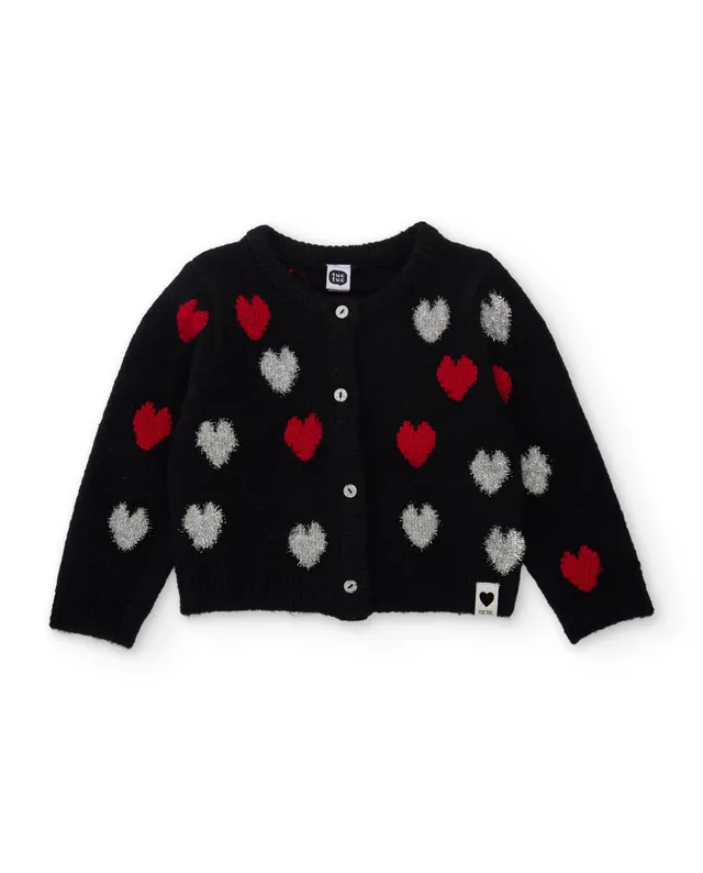 TucTuc Maglioni Cardigan Bambina Nero 4A con Cuori