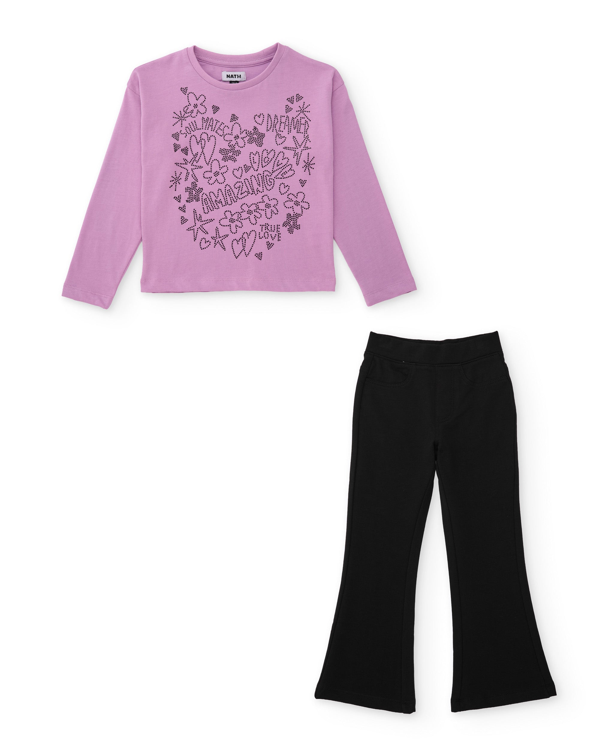 TucTuc Completi completo bambina lilla con leggings floreale