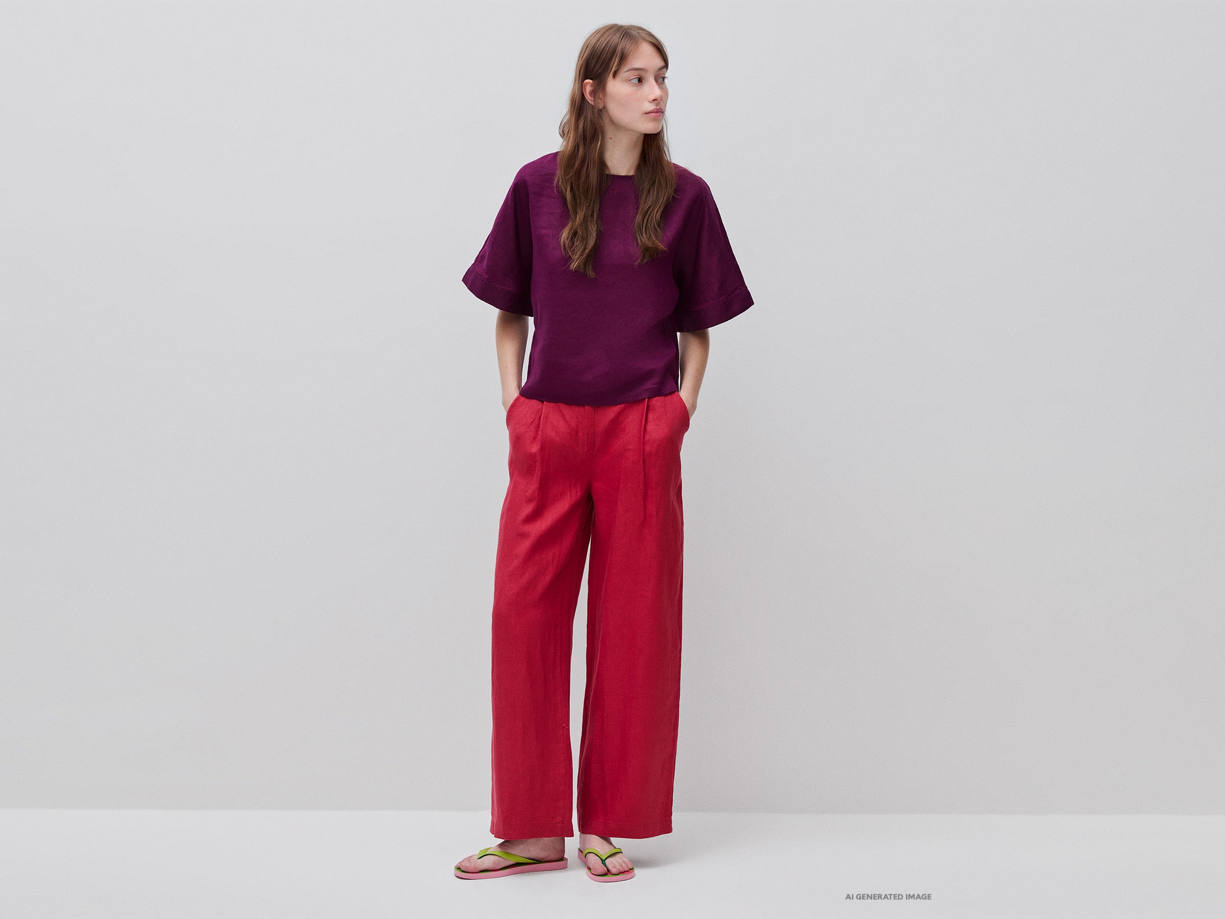 United Colors of Benetton Blusa Lino Girocollo Manica Kimono M