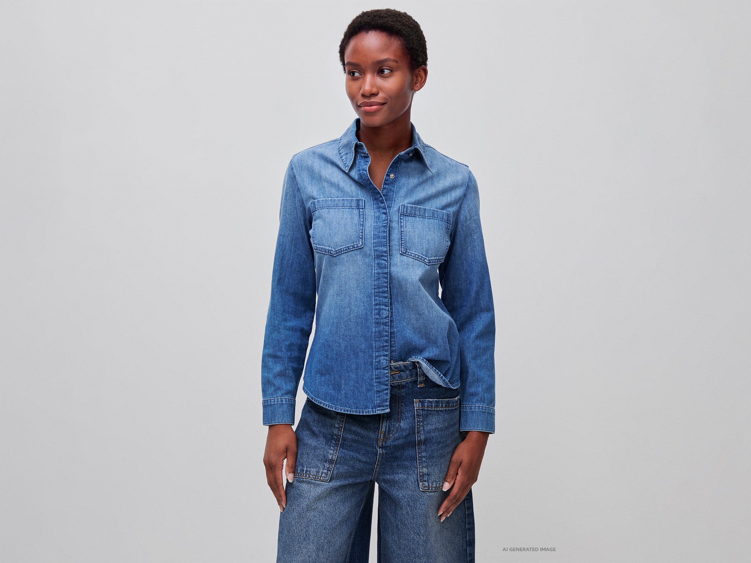 Benetton Shirts camicia denim cotone slim taglia S