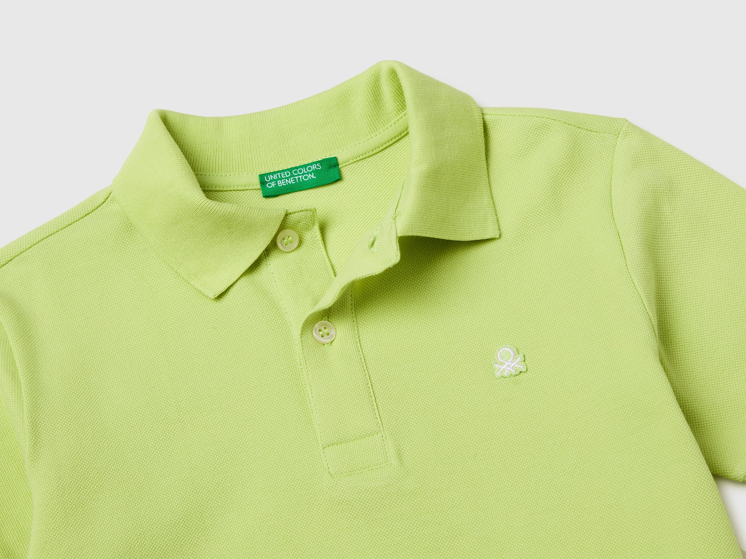 Benetton Polo Slim Cotone Biologico Manica Corta Patch