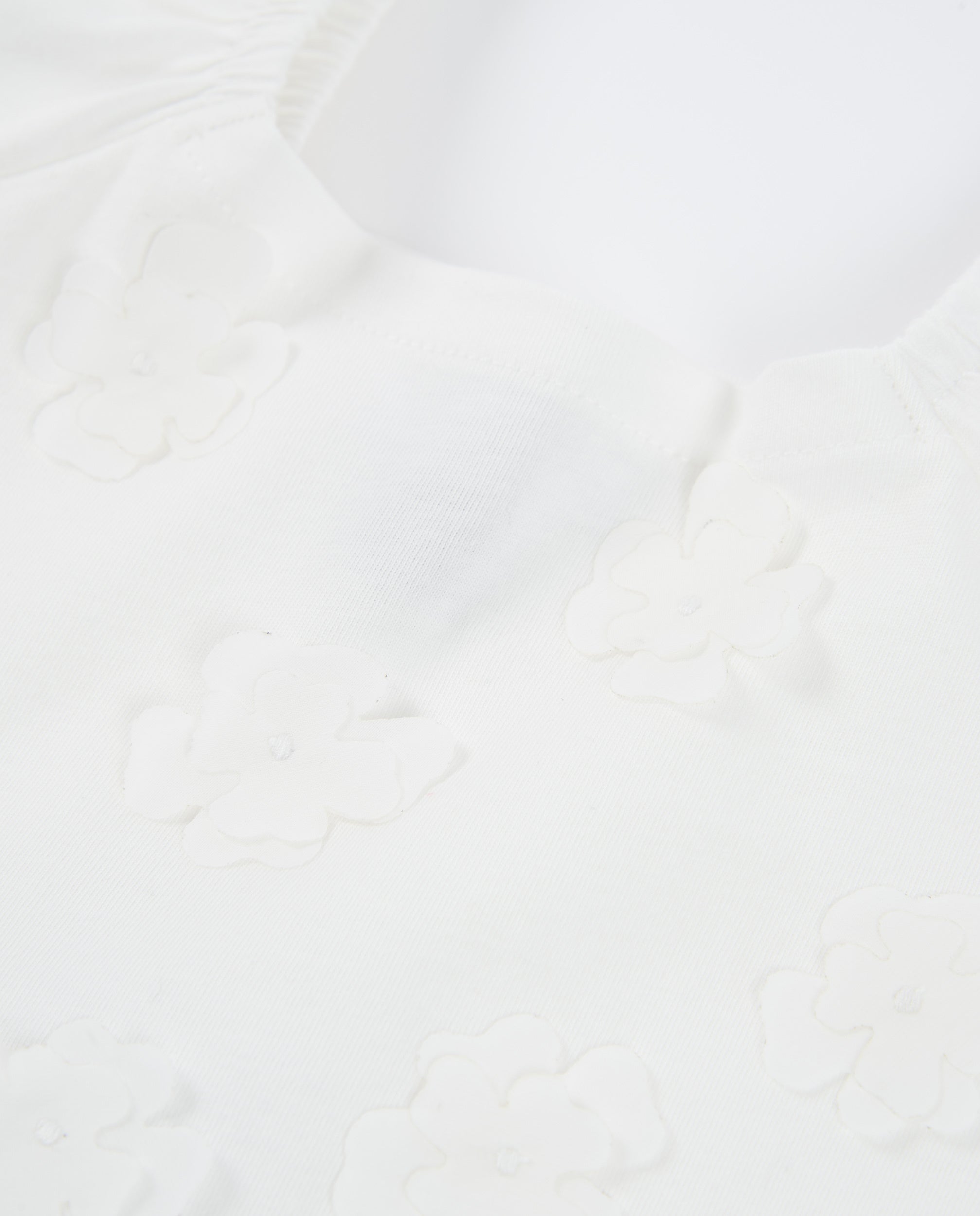 TucTuc Magliette t-shirt bambina bianca fiori rilievo