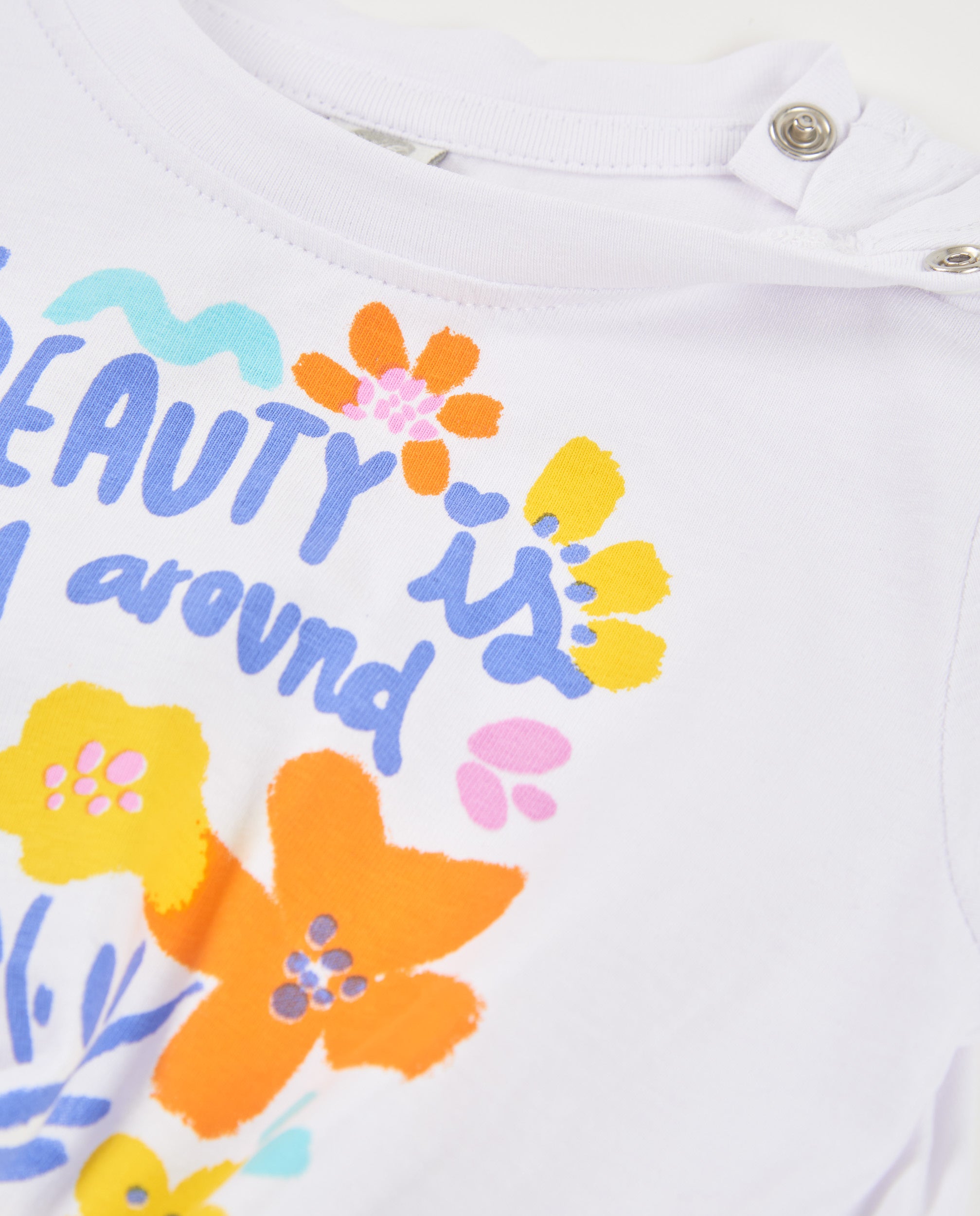 TucTuc Magliette T-Shirt Bimba Bianca Fiori Nodo