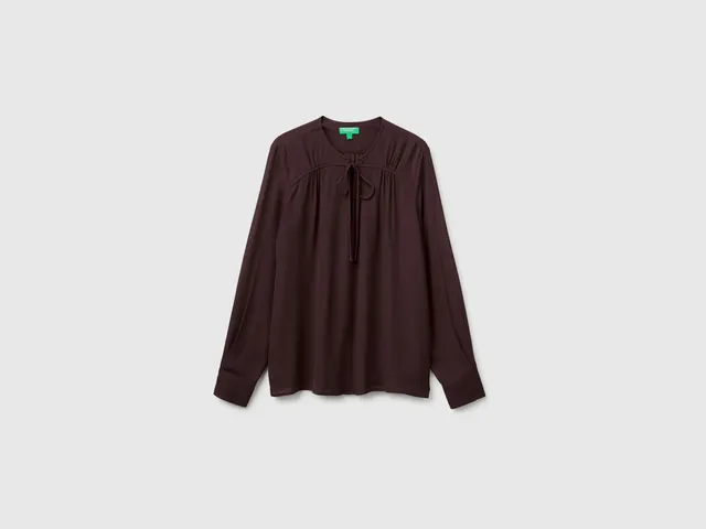 Benetton Camicia Fluida con Fiocco Viscosa Taglia M