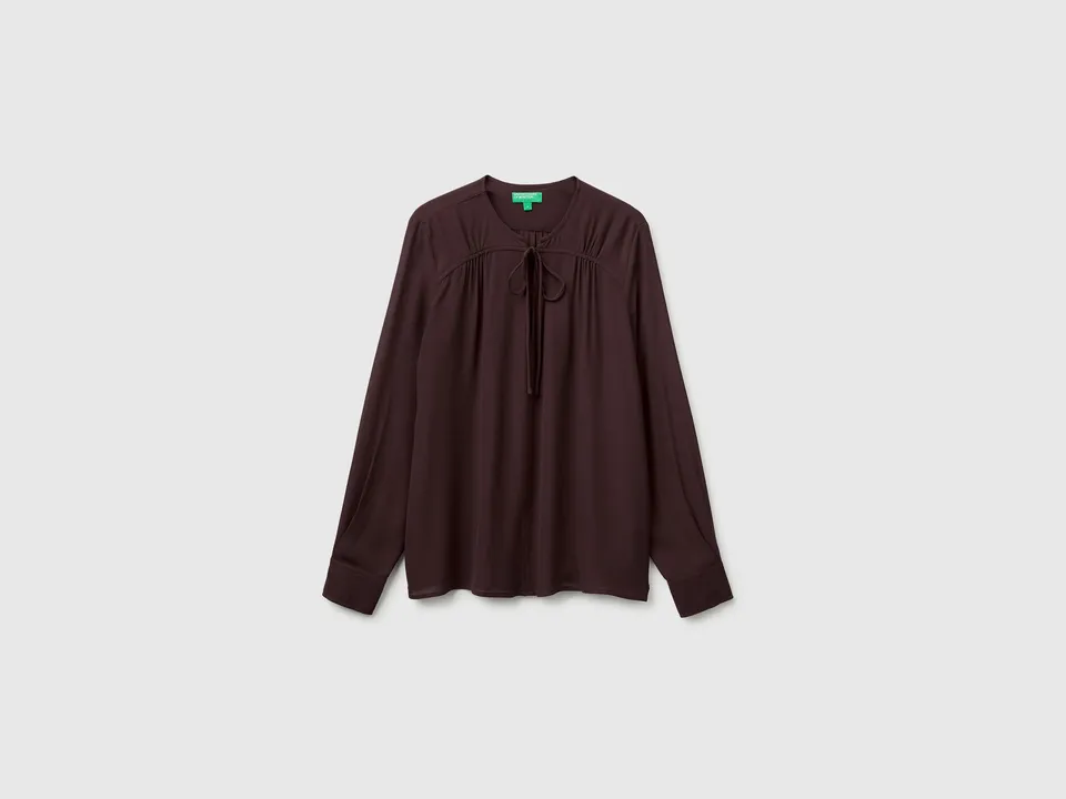 Benetton Camicia Fluida con Fiocco Viscosa Taglia M