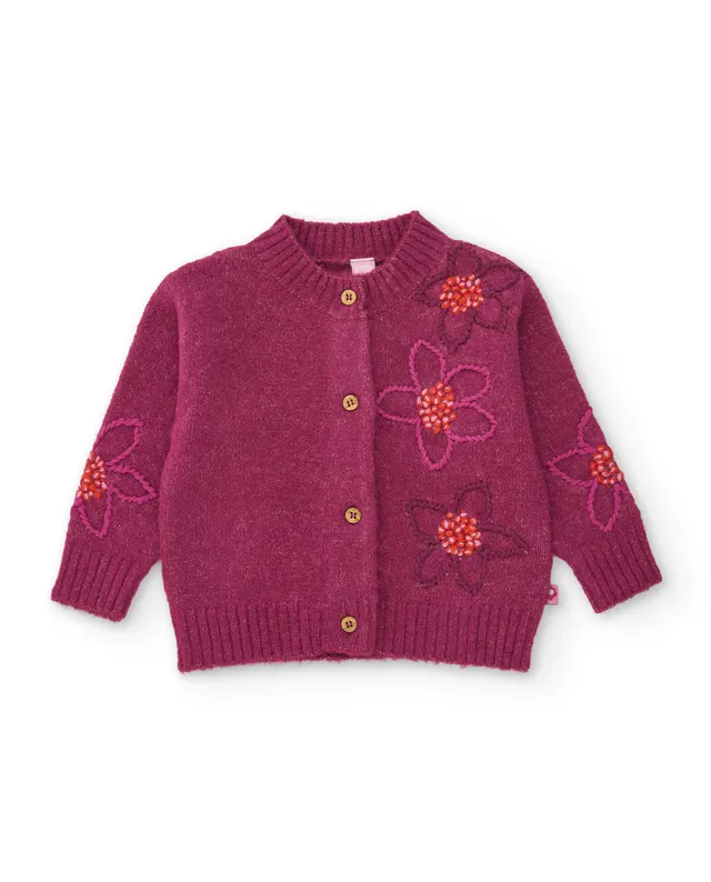 TucTuc Maglioni cardigan bambina ricamo floreale viola