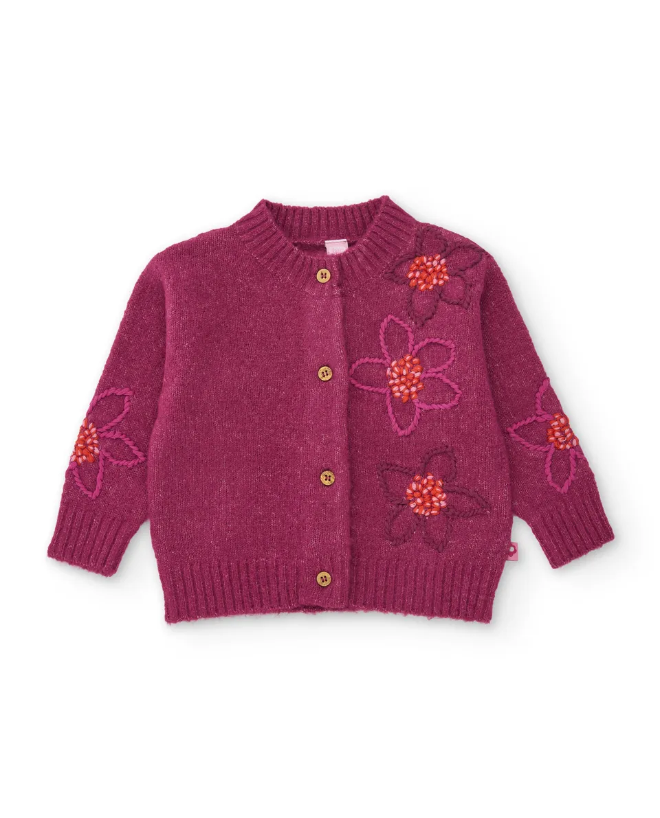 TucTuc Maglioni cardigan bambina ricamo floreale viola