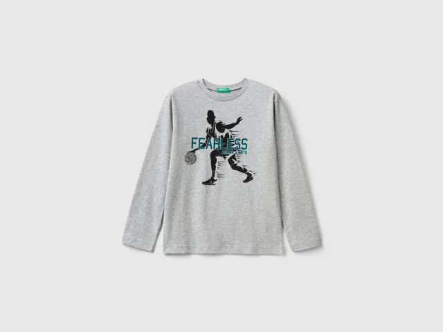 United Colors of Benetton T-shirt manica lunga maglietta cotone stampa