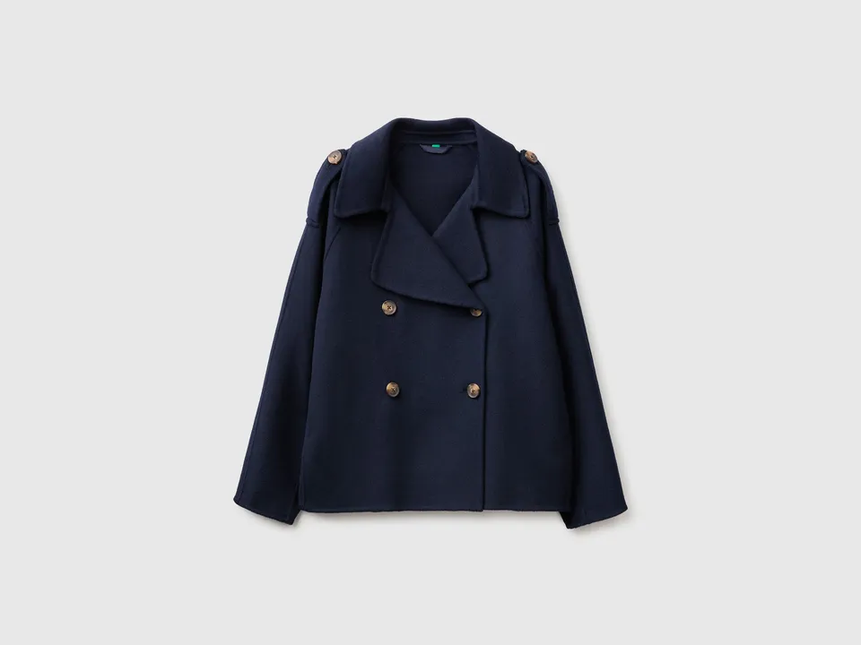 United Colors of Benetton Cappotto Corto S lana doppiopetto