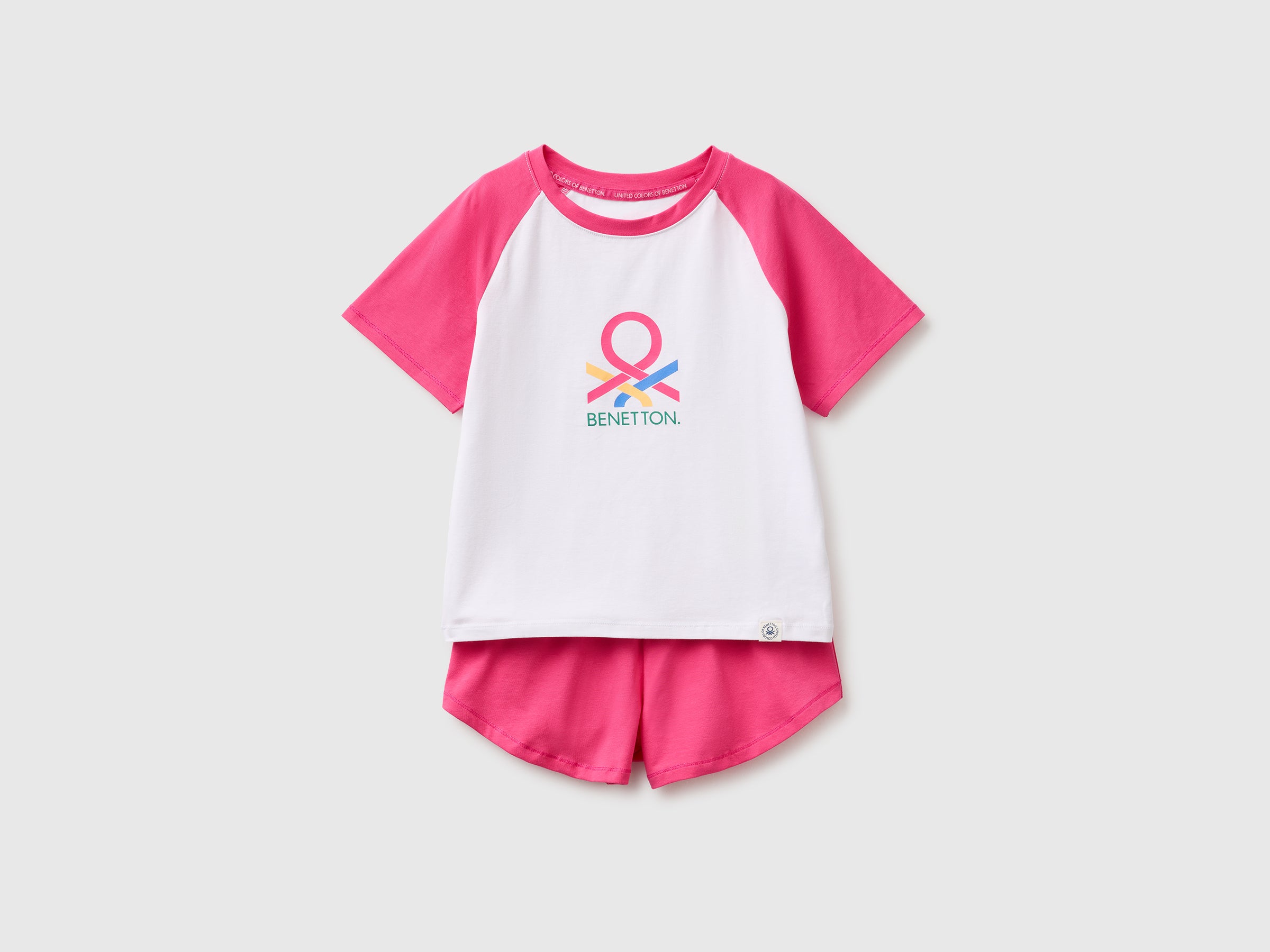 United Colors of Benetton Pigiama Corto Cotone Logo Bimbo 7-8 Anni