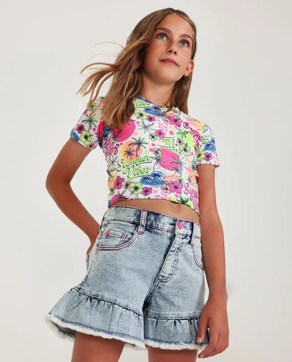 TucTuc Bermuda Shorts bambina jeans denim balze