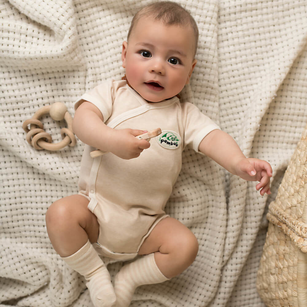 Pamboo Organic Baby Clothes calzini neonato 2 pack crema cotone bio