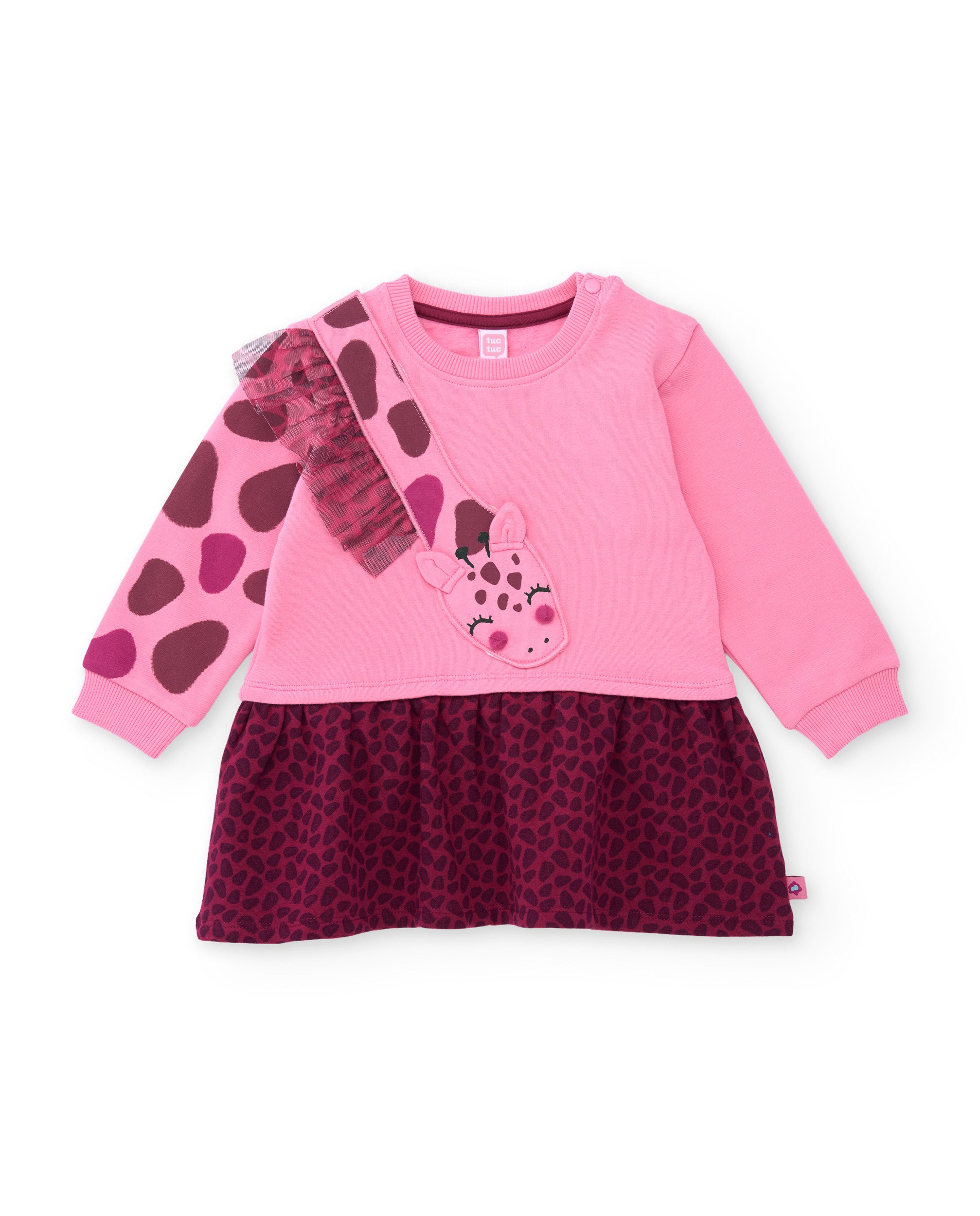 TucTuc Vestiti Vestito felpa animalier rosa tulle giraffa