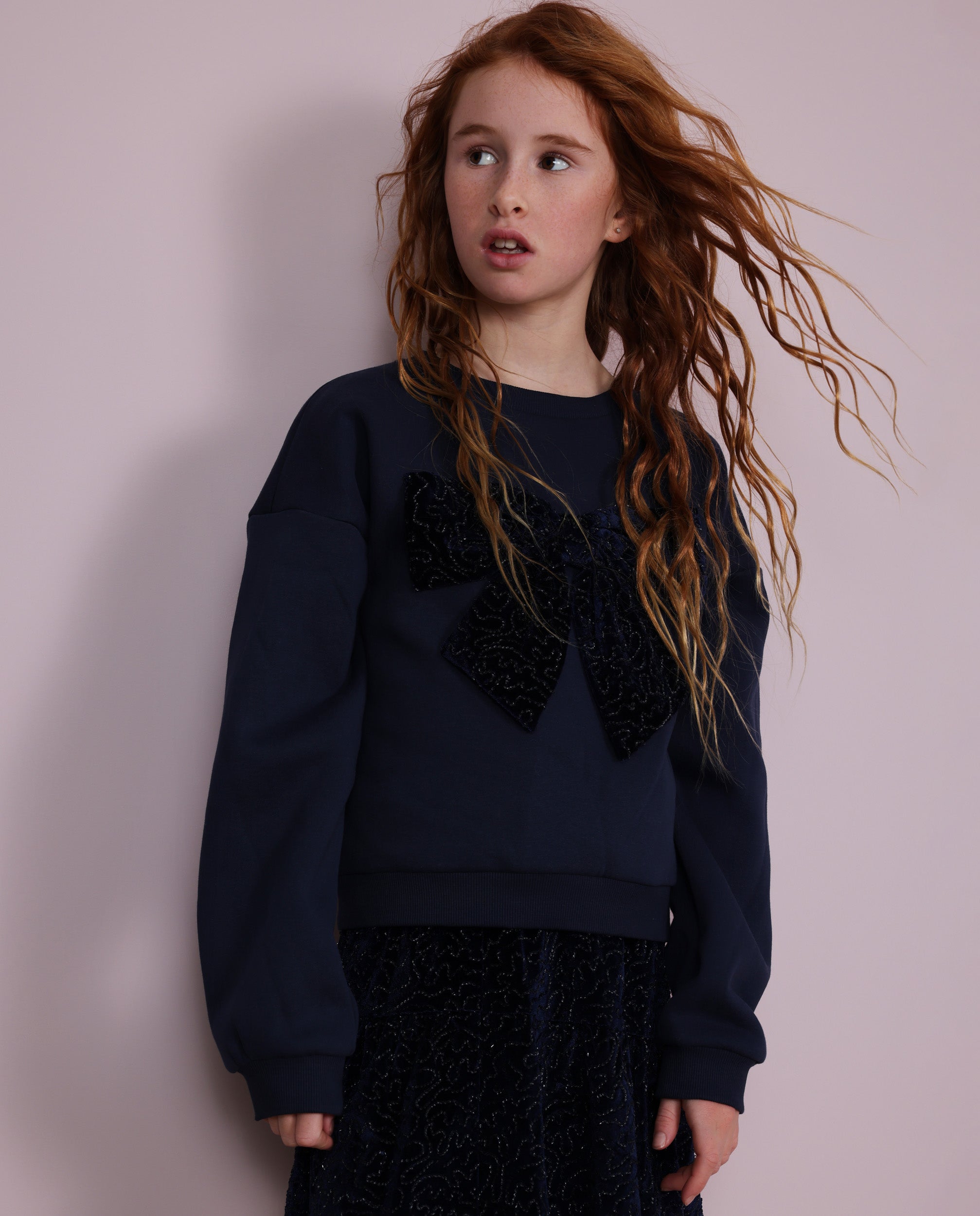 TucTuc Felpe felpa bambina blu navy fiocco