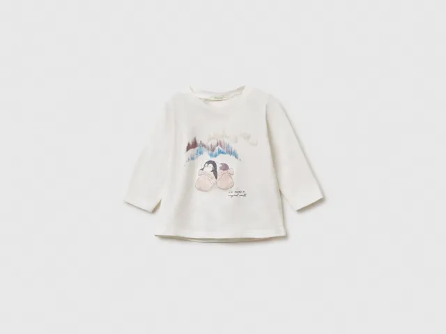 United Colors of Benetton t-shirt neonato cotone bio glitter taglia 68